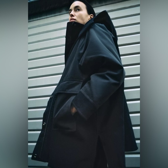 Zara ZW Collection Wool Blend Parka Size M-L - Picture 4 of 16